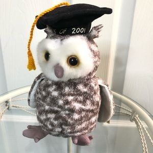 Vintage 2001 Ty Beanie Baby Smart the Owl Class of 2001 Graduation Plush